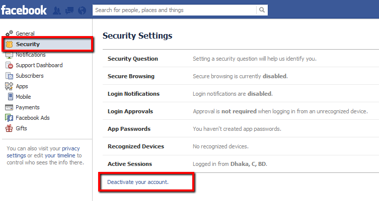 how to deactivate facebook account-website